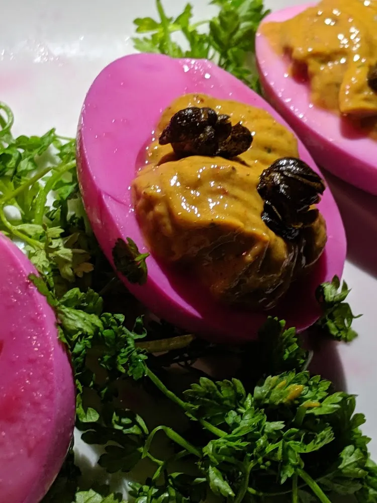 Very Infused Deviled Eggs with Crispy Capers